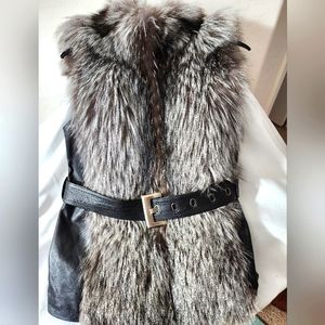 AROMA ANGEL Full skin SILVER FOX & LEATHER VEST/JACKET